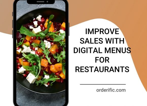 3 Ways A Digital Menu Increases Sales For Your Restaurant phone with salad on it with text that says improve sales with digital menu codes