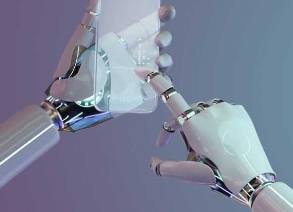 Glass smartphone, high tech innovation AI technology