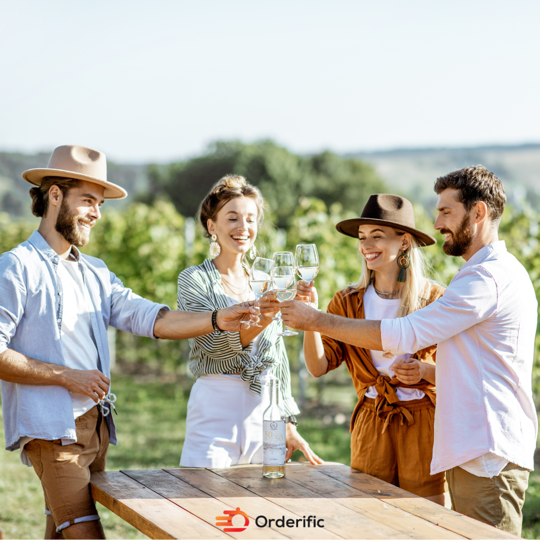 group of friends enjoying wine tasting
