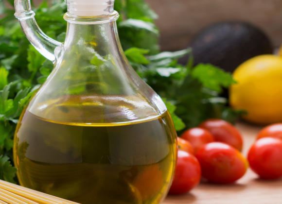 ingredients in mediterranean cuisine such as olive oil and cherry tomatoes